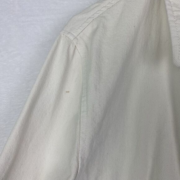 Zara Denim Shacket Shirt Womens Small White Ivory Oversized Pocket Button Up - Picture 10 of 16